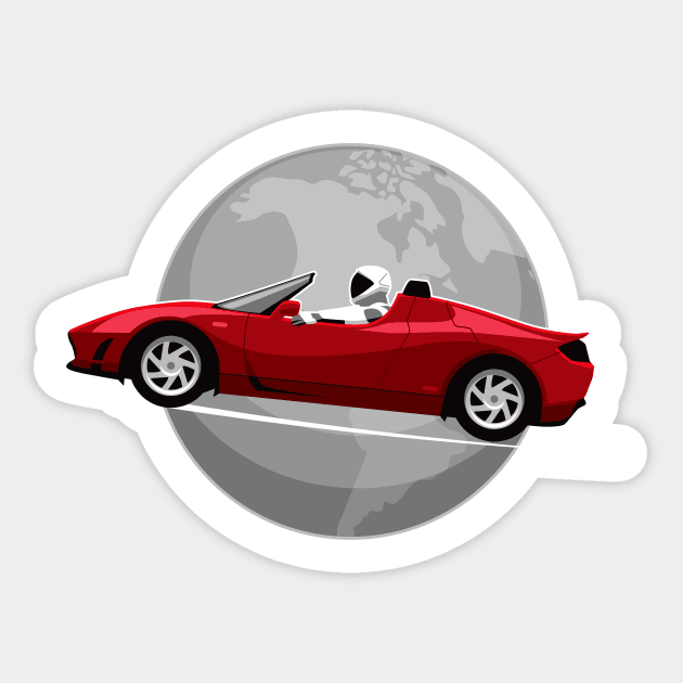 Tesla roadster Earth Sticker by goldengallery